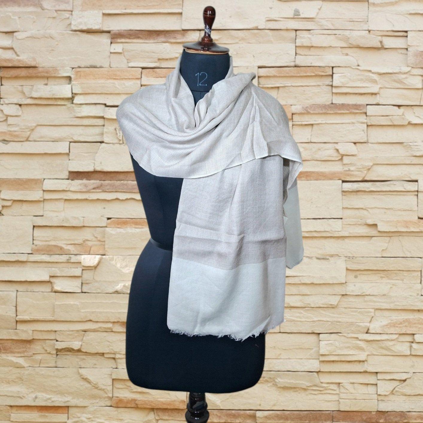Semi-Pashmina Stole | Fine Wool | Khaadi Designer Stole - ZANSKAR ARTS