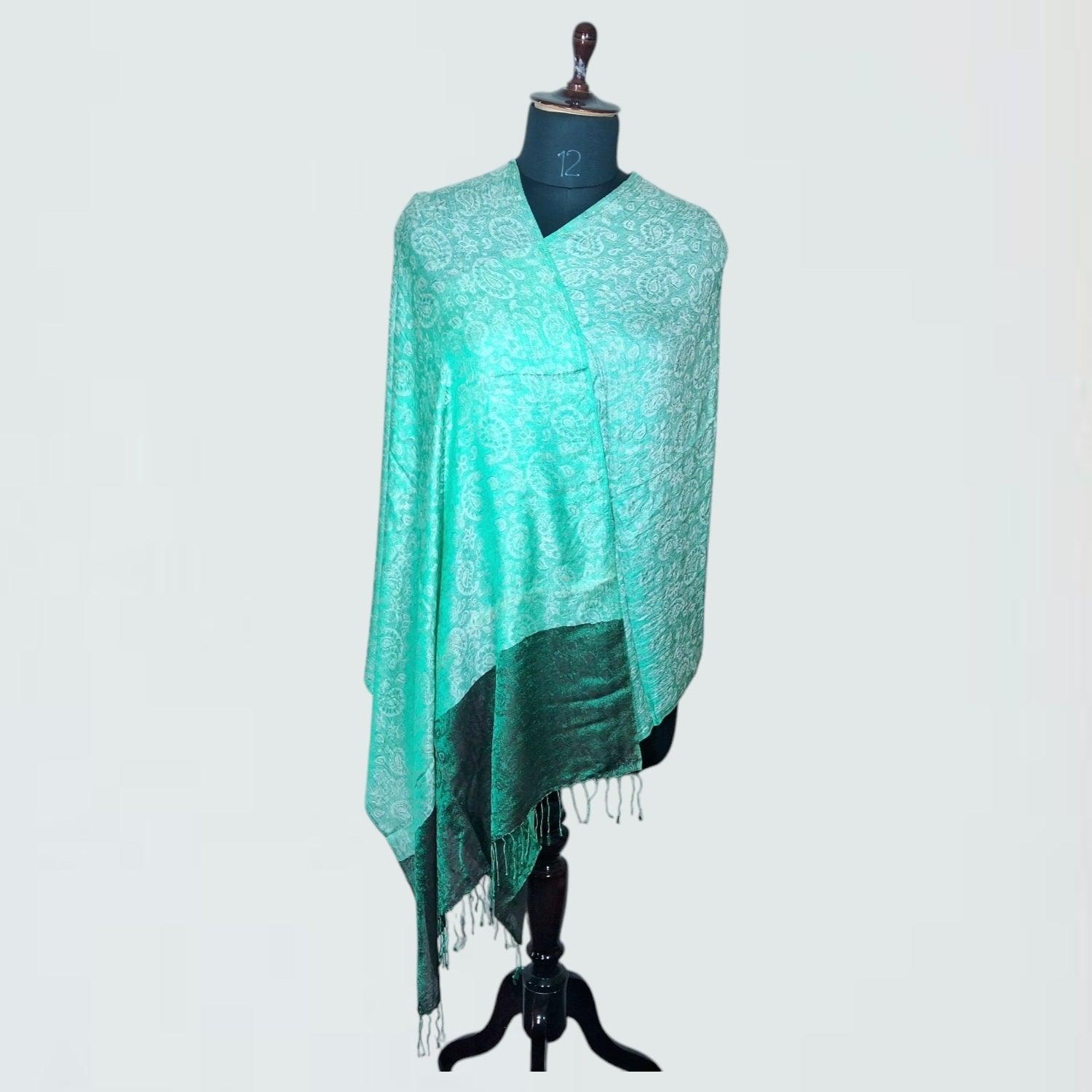Silk Wool Stole | Large Scarf Wrap | Women Stole - ZANSKAR ARTS