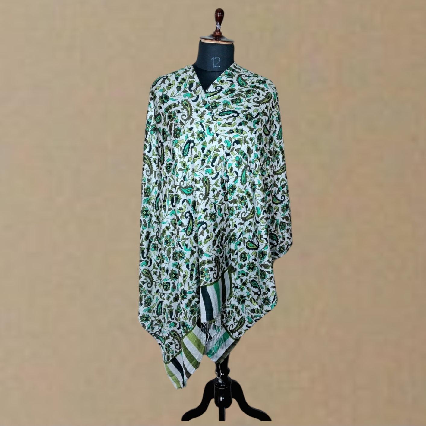 Silk Wool Stole | Large Scarf Wrap | Women Stole - ZANSKAR ARTS