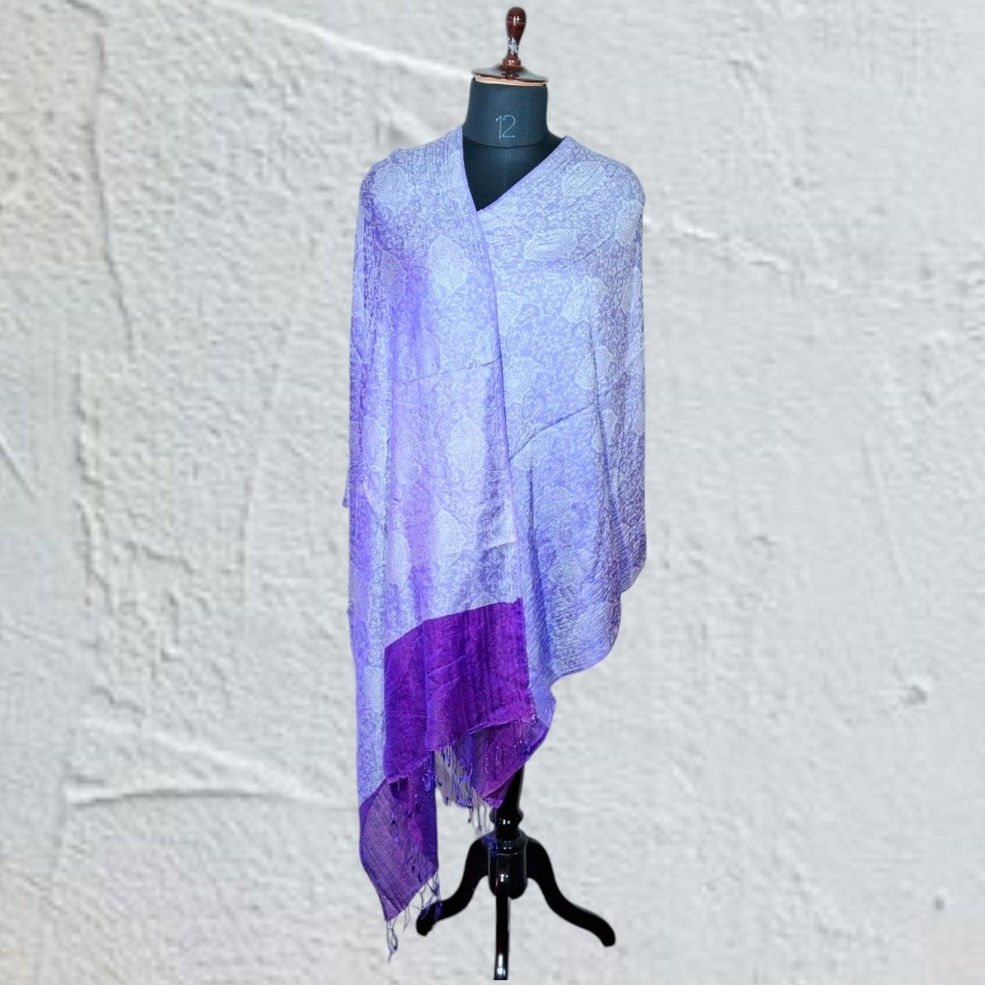 Silk Wool Stole | Large Scarf Wrap | Women Stole - ZANSKAR ARTS