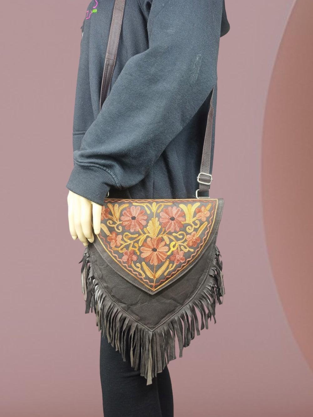 Suede Leather Heart Bag | Embroidery Heart Bag | Sling Bag For Girls - ZANSKAR ARTS