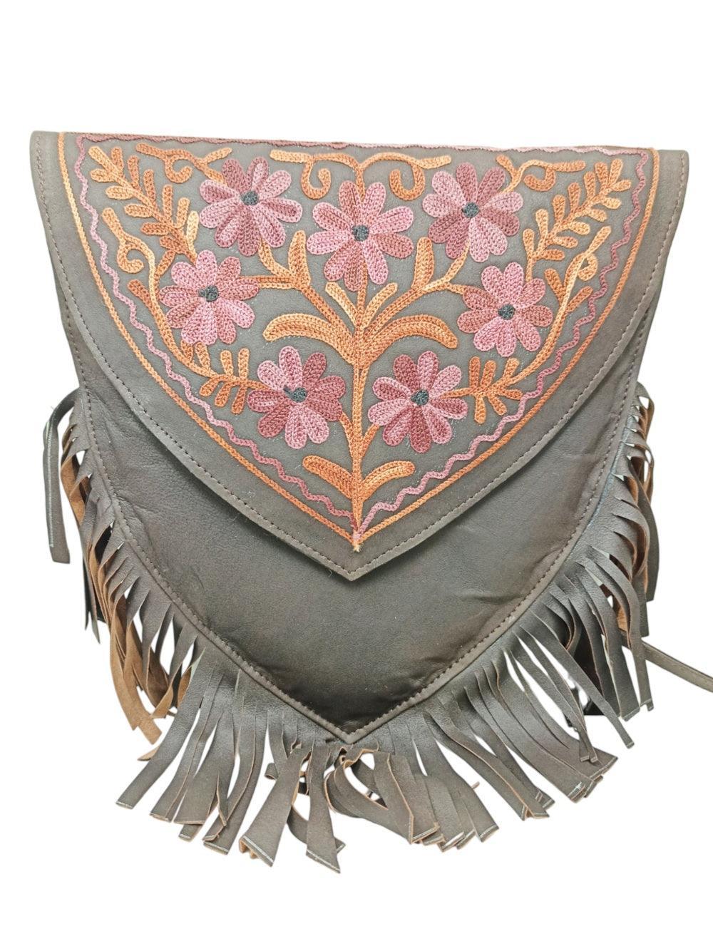 Suede Leather Heart Bag | Embroidery Heart Bag | Sling Bag For Girls - ZANSKAR ARTS