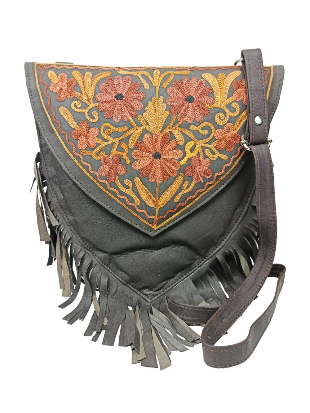 Suede Leather Heart Bag | Embroidery Heart Bag | Sling Bag For Girls - ZANSKAR ARTS