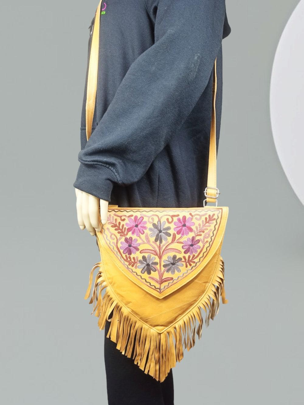Suede Leather Heart Bag | Embroidery Heart Bag | Sling Bag For Girls - ZANSKAR ARTS
