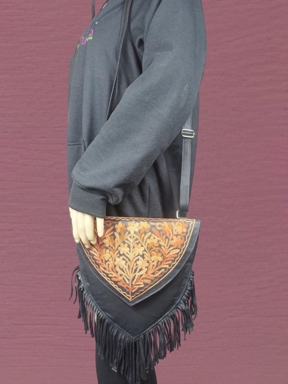 Suede Leather Heart Bag | Embroidery Heart Bag | Sling Bag For Girls - ZANSKAR ARTS