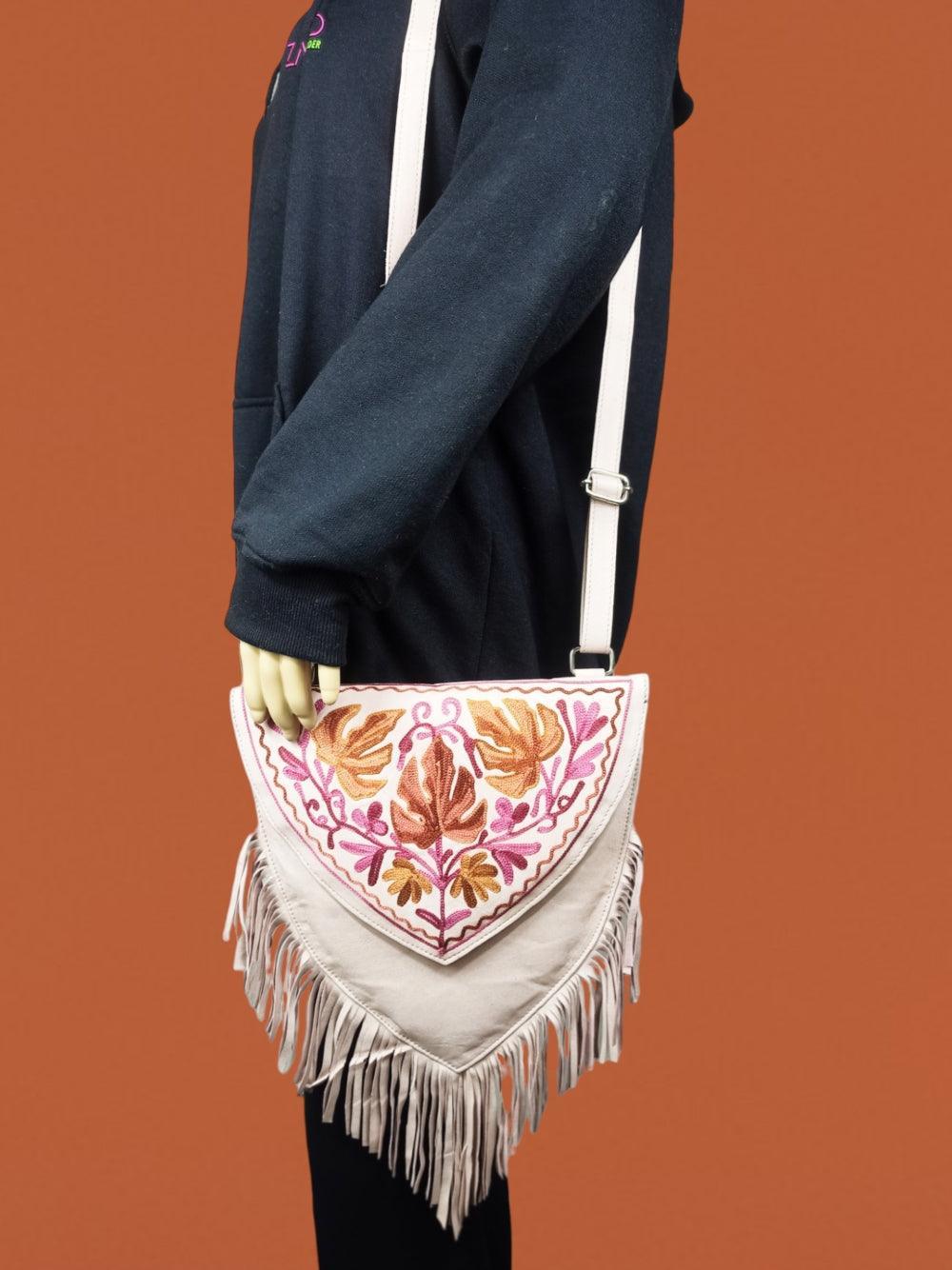 Suede Leather Heart Bag | Embroidery Heart Bag | Sling Bag For Girls - ZANSKAR ARTS