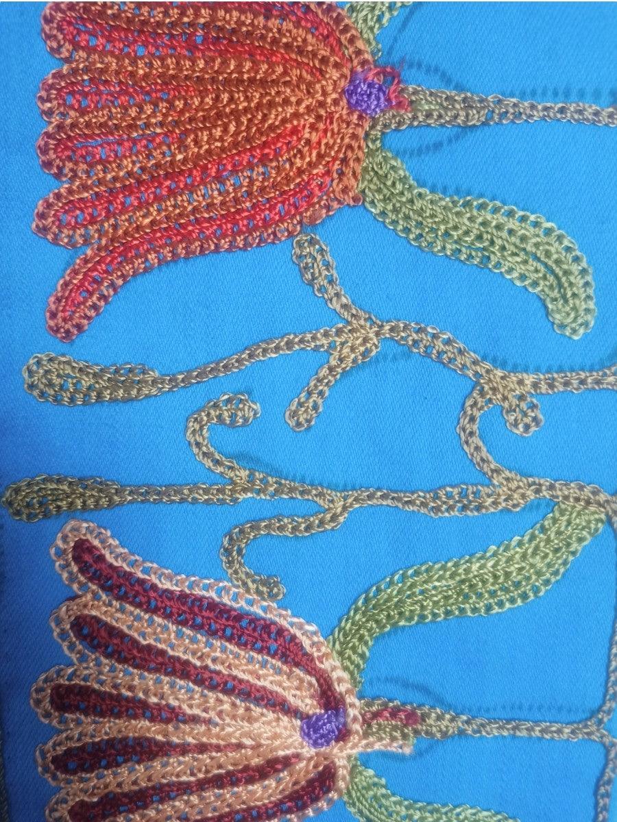 Aari work clutch | Hand Clutch | Cotton Silk Pouch - ZANSKAR ARTS