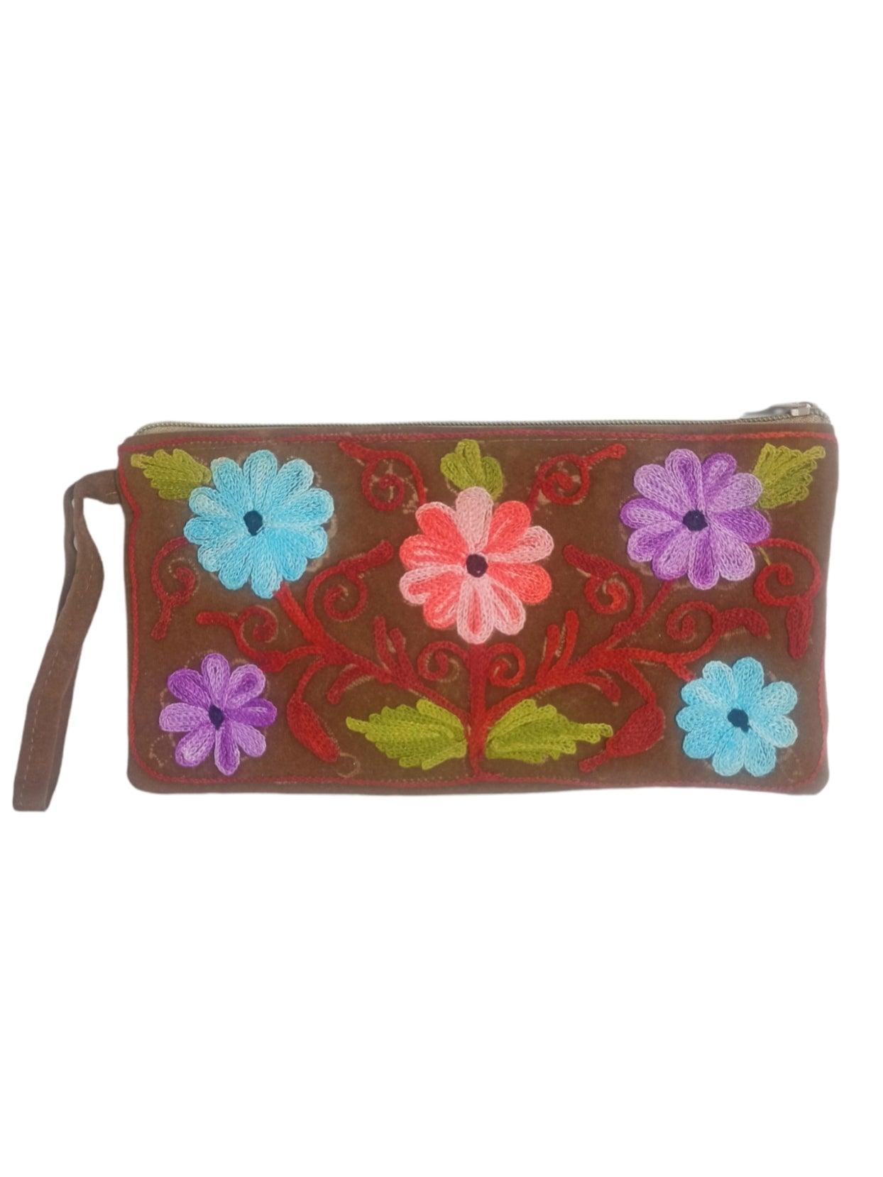 Aari work clutch | Hand Clutch | Cotton Silk Pouch - ZANSKAR ARTS