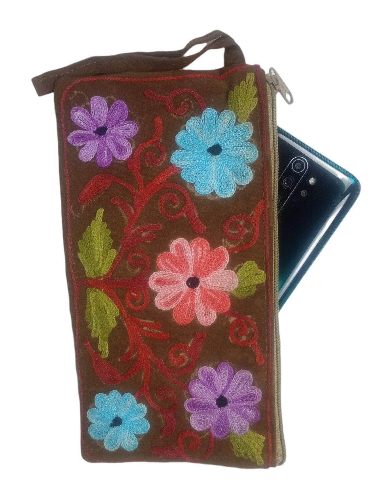 Aari work clutch | Hand Clutch | Cotton Silk Pouch - ZANSKAR ARTS