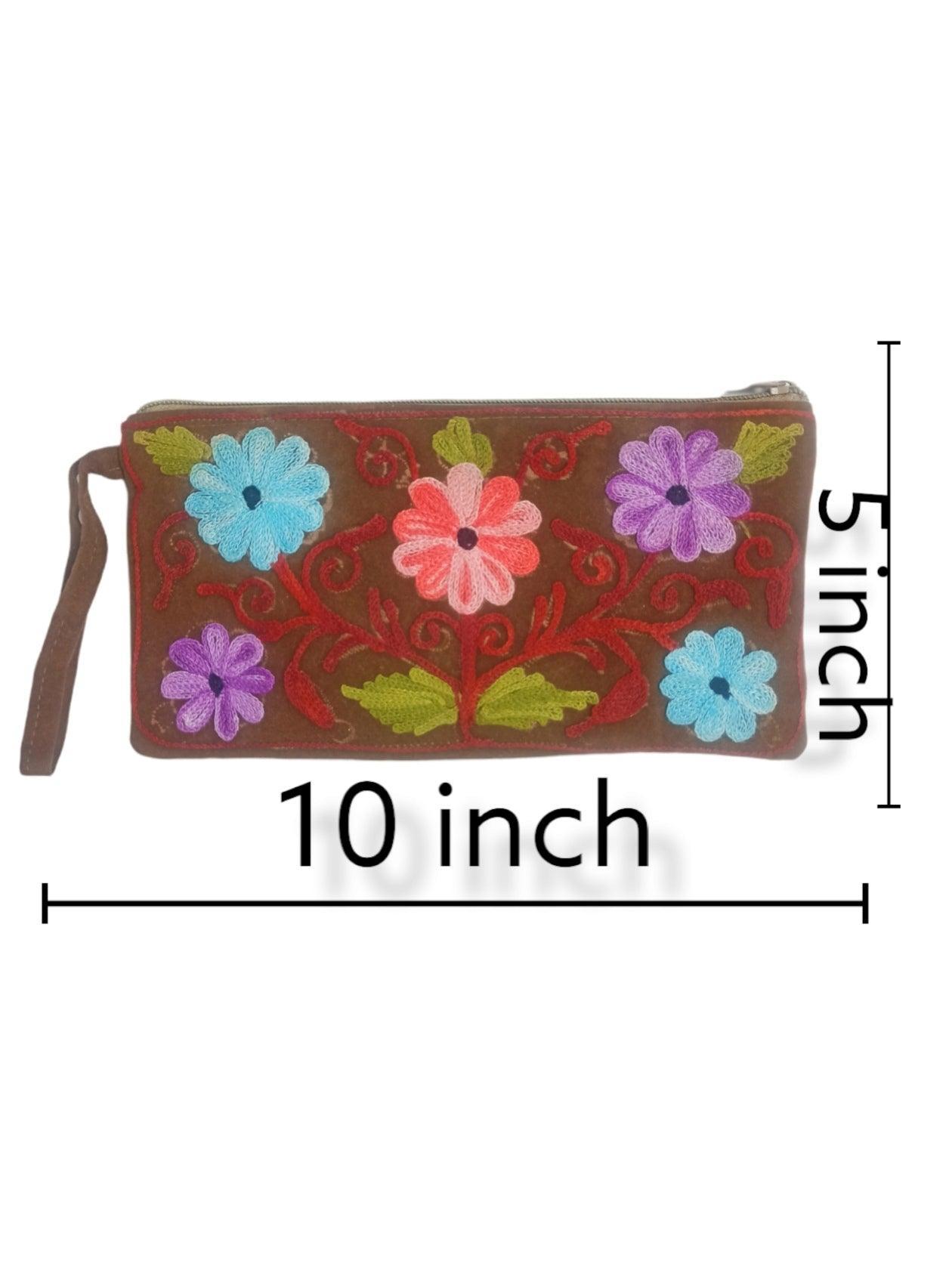 Aari work clutch | Hand Clutch | Cotton Silk Pouch - ZANSKAR ARTS