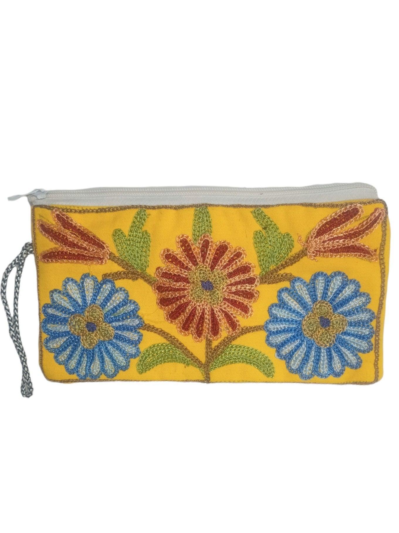 Aari work clutch | Hand Clutch | Cotton Silk Pouch - ZANSKAR ARTS