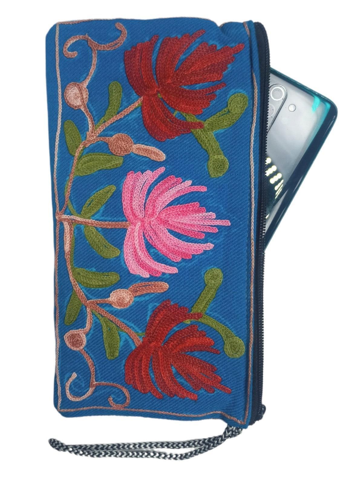 Aari work clutch | Hand Clutch | Cotton Silk Pouch - ZANSKAR ARTS