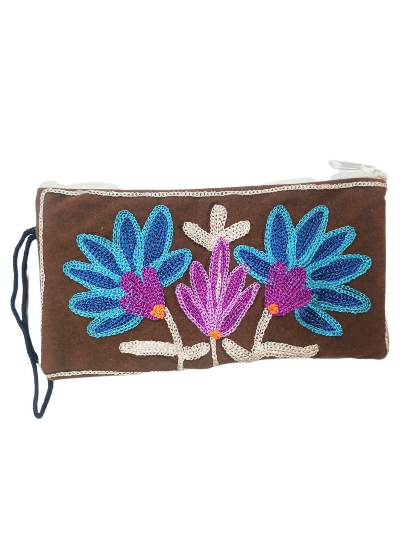 Aari work clutch | Hand Clutch | Cotton Silk Pouch - ZANSKAR ARTS
