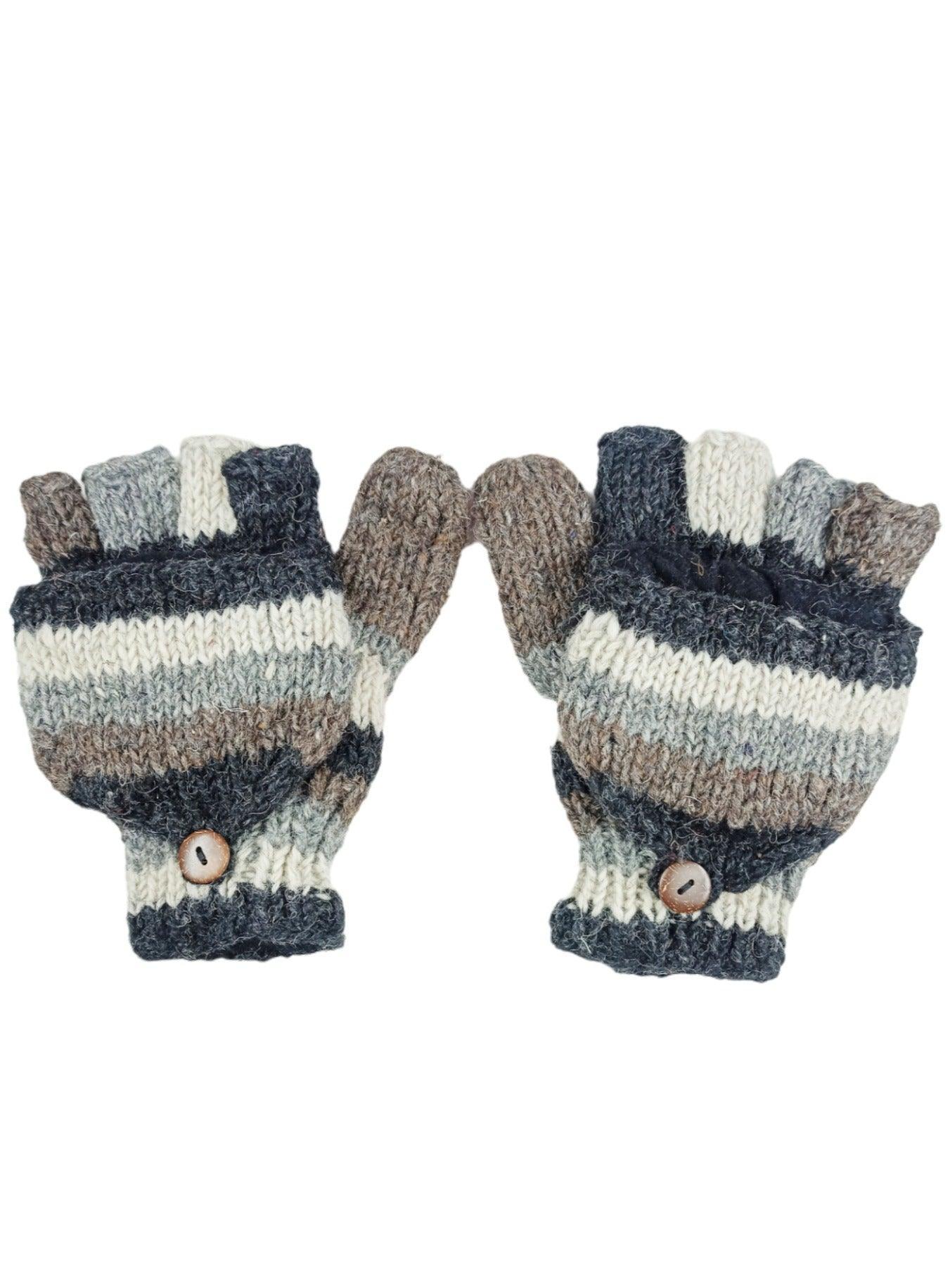 Woollen Fingerless Gloves Mittens Hand Kitted Gloves