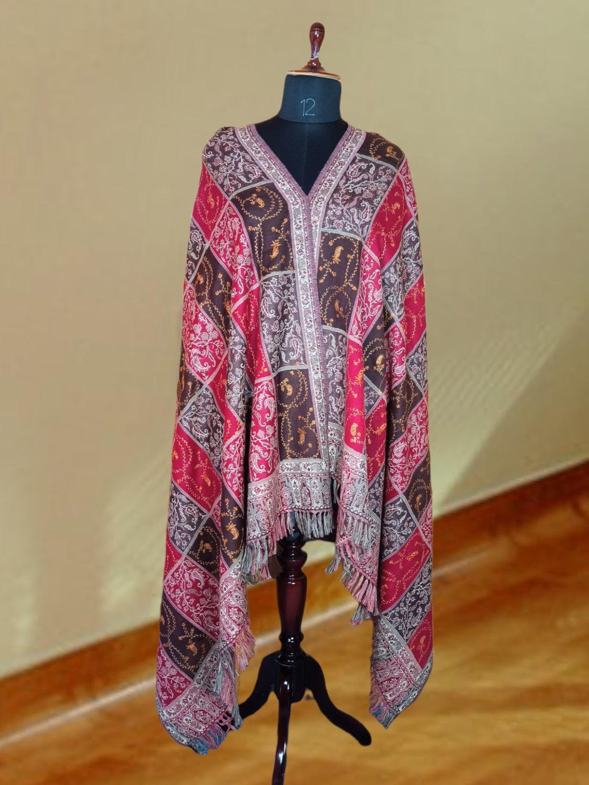 Needle Work Shawl | Woolen Shawl | Multicolor - ZANSKAR ARTS