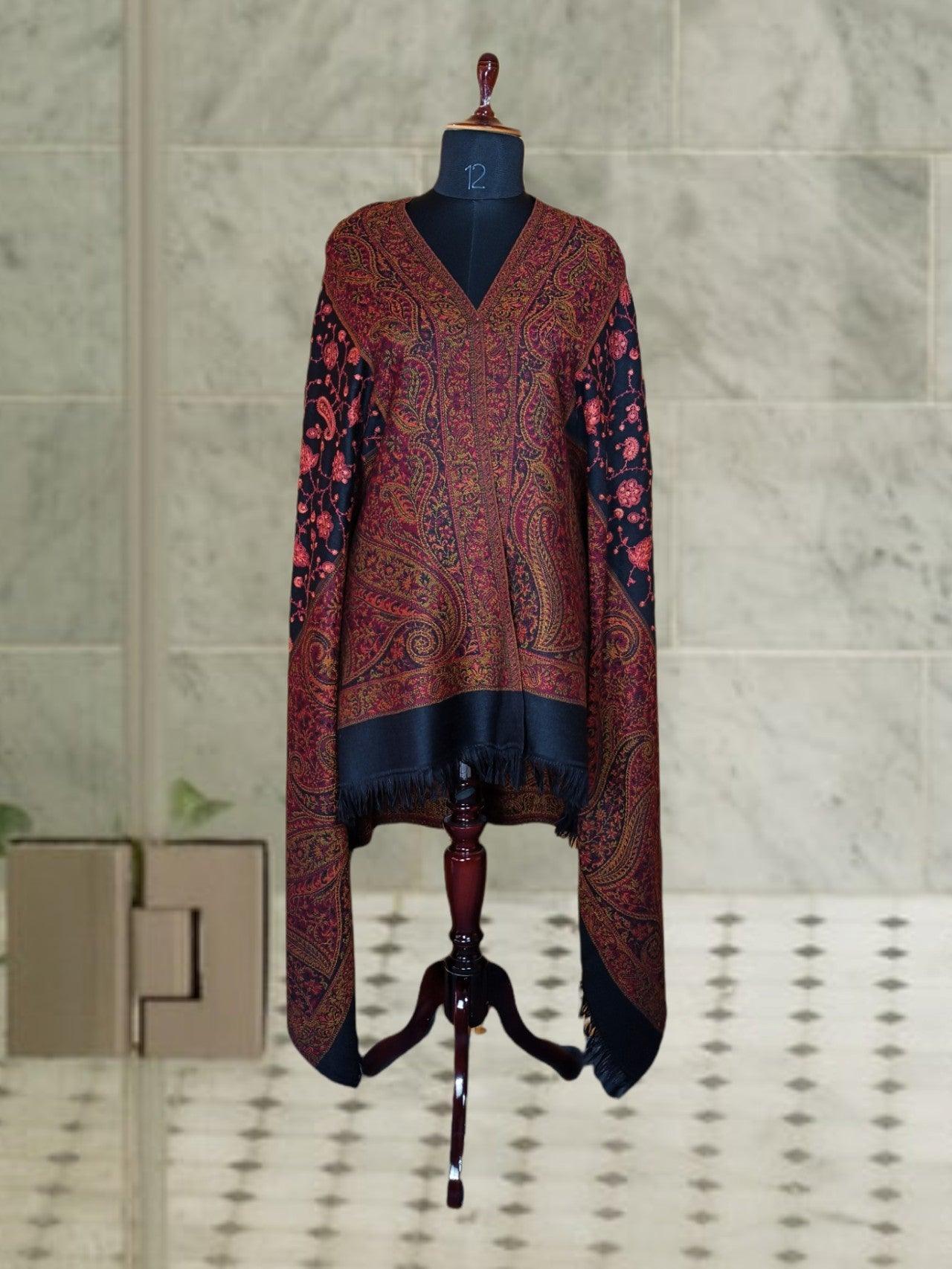 Needle Work Shawl | Woolen Shawl | Multicolor - ZANSKAR ARTS