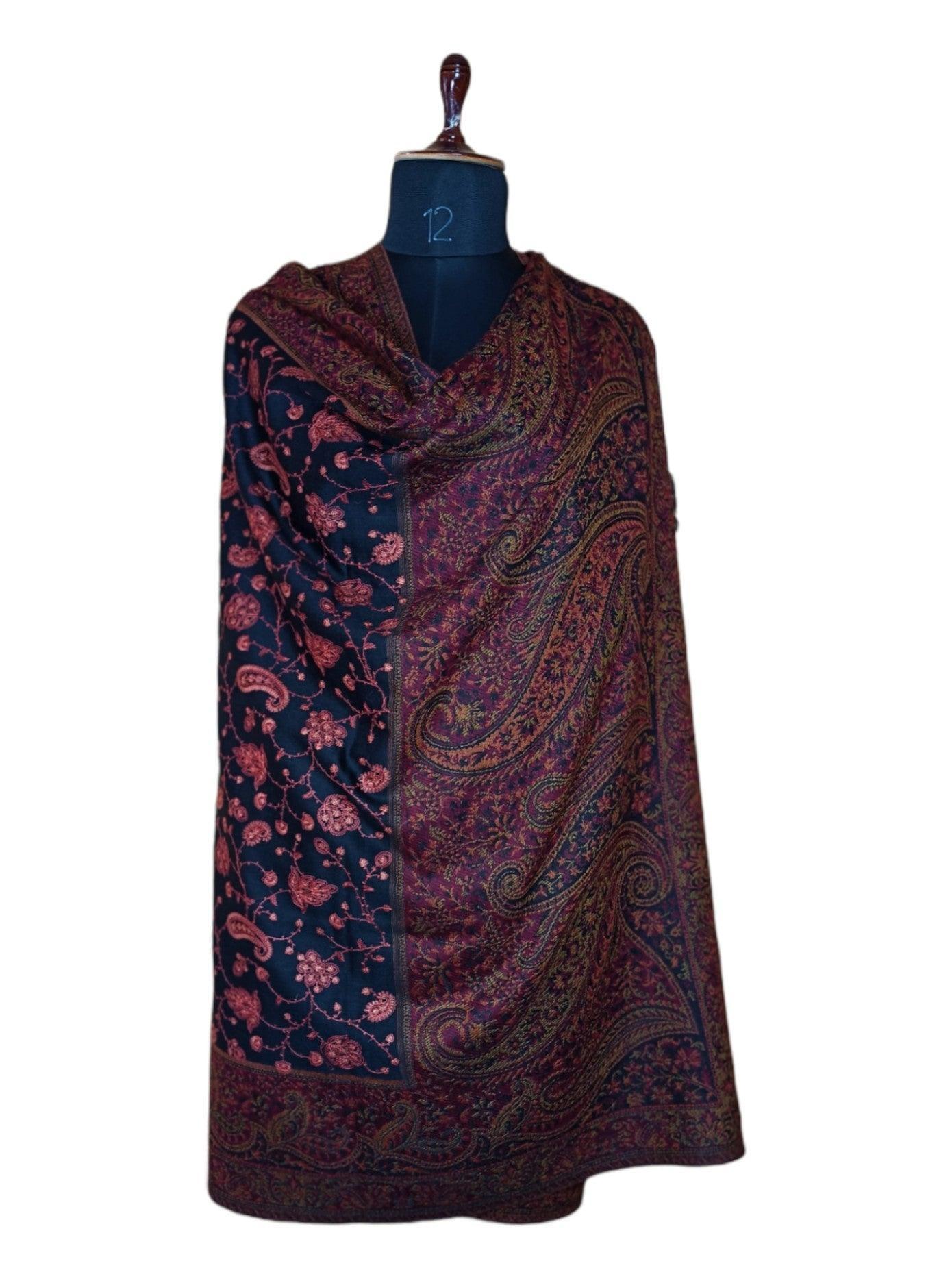 Needle Work Shawl | Woolen Shawl | Multicolor - ZANSKAR ARTS