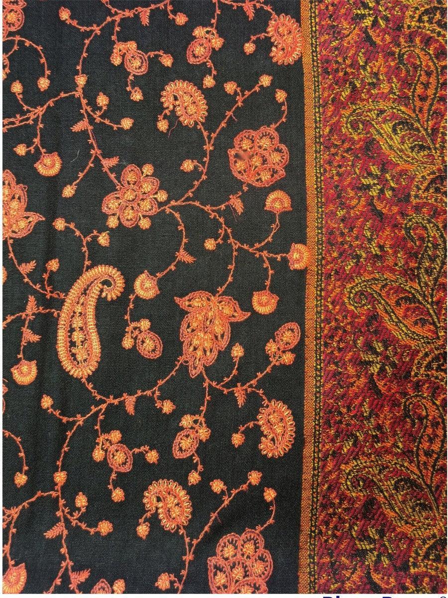 Needle Work Shawl | Woolen Shawl | Multicolor - ZANSKAR ARTS
