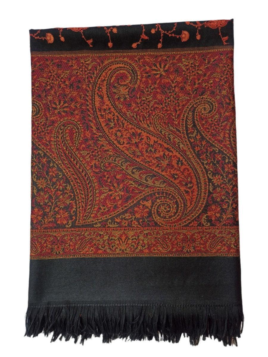 Needle Work Shawl | Woolen Shawl | Multicolor - ZANSKAR ARTS