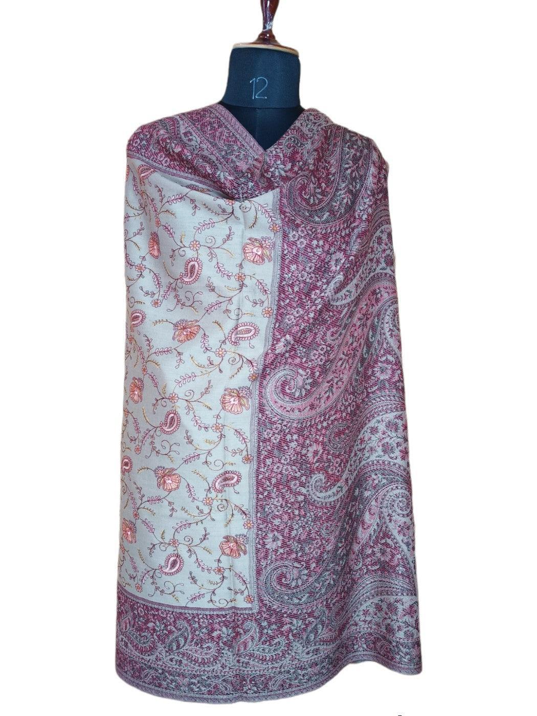 Needle Work Shawl | Woolen Shawl | Multicolor - ZANSKAR ARTS