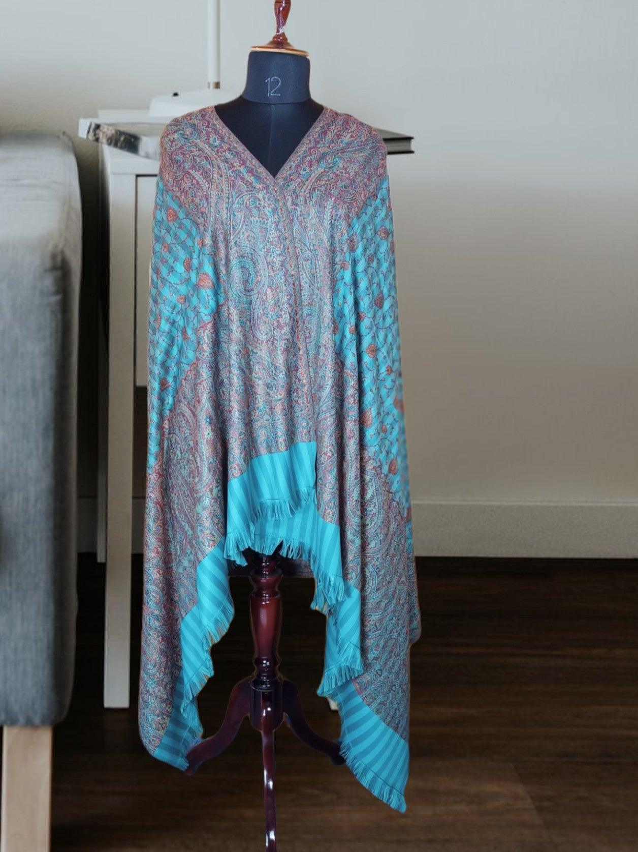 Needle Work Shawl | Woolen Shawl | Multicolor - ZANSKAR ARTS