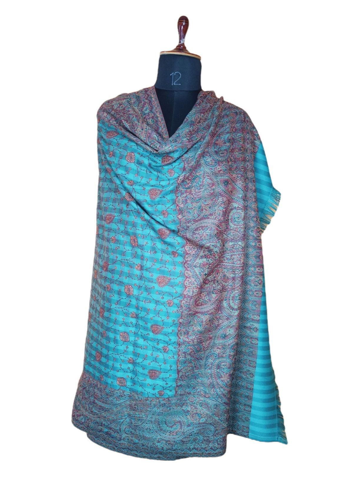 Needle Work Shawl | Woolen Shawl | Multicolor - ZANSKAR ARTS