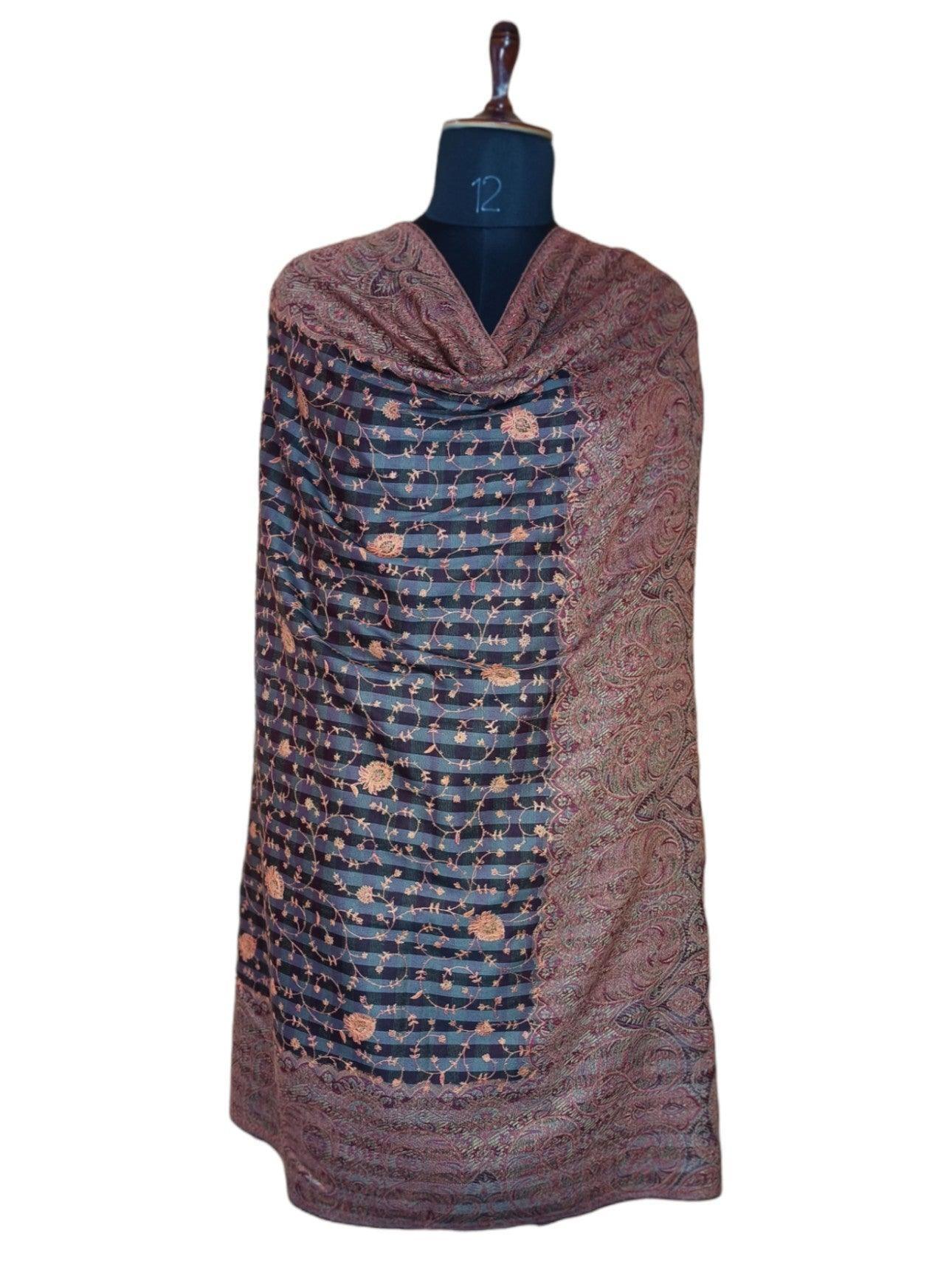 Needle Work Shawl | Woolen Shawl | Multicolor - ZANSKAR ARTS