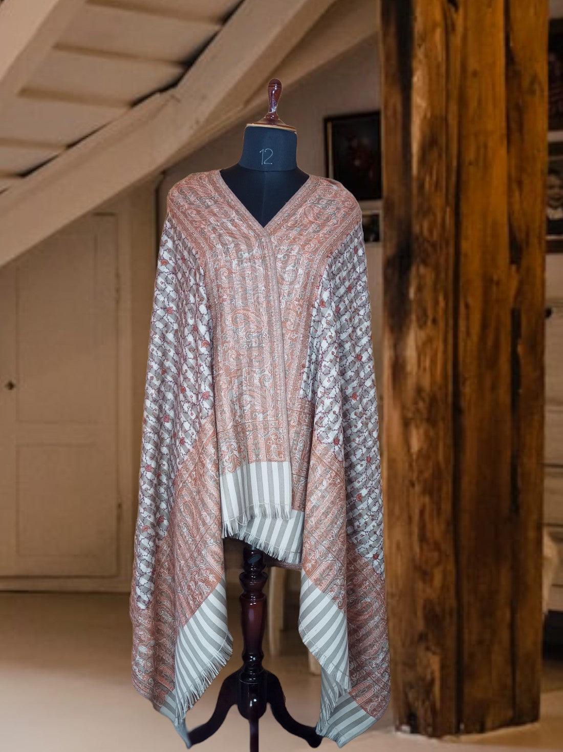 Needle Work Shawl | Woolen Shawl | Multicolor - ZANSKAR ARTS
