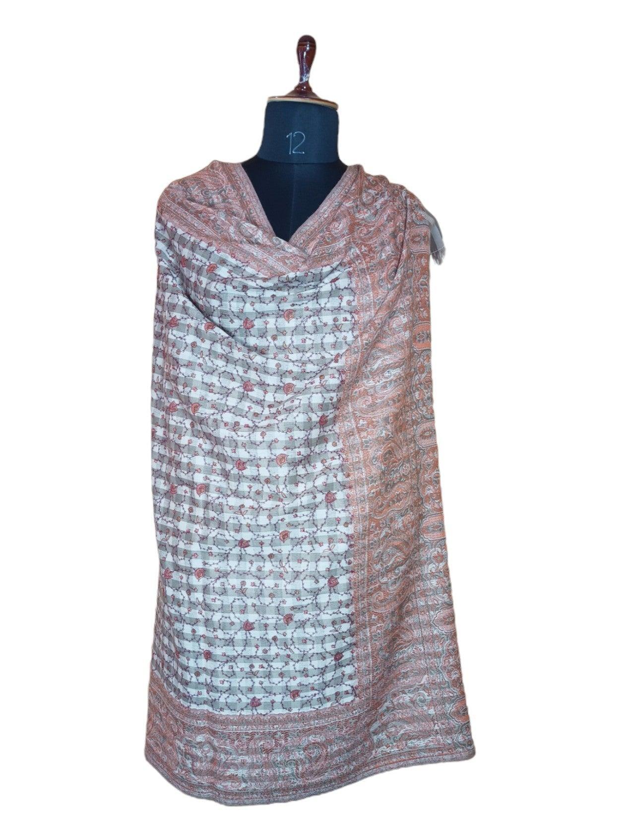 Needle Work Shawl | Woolen Shawl | Multicolor - ZANSKAR ARTS