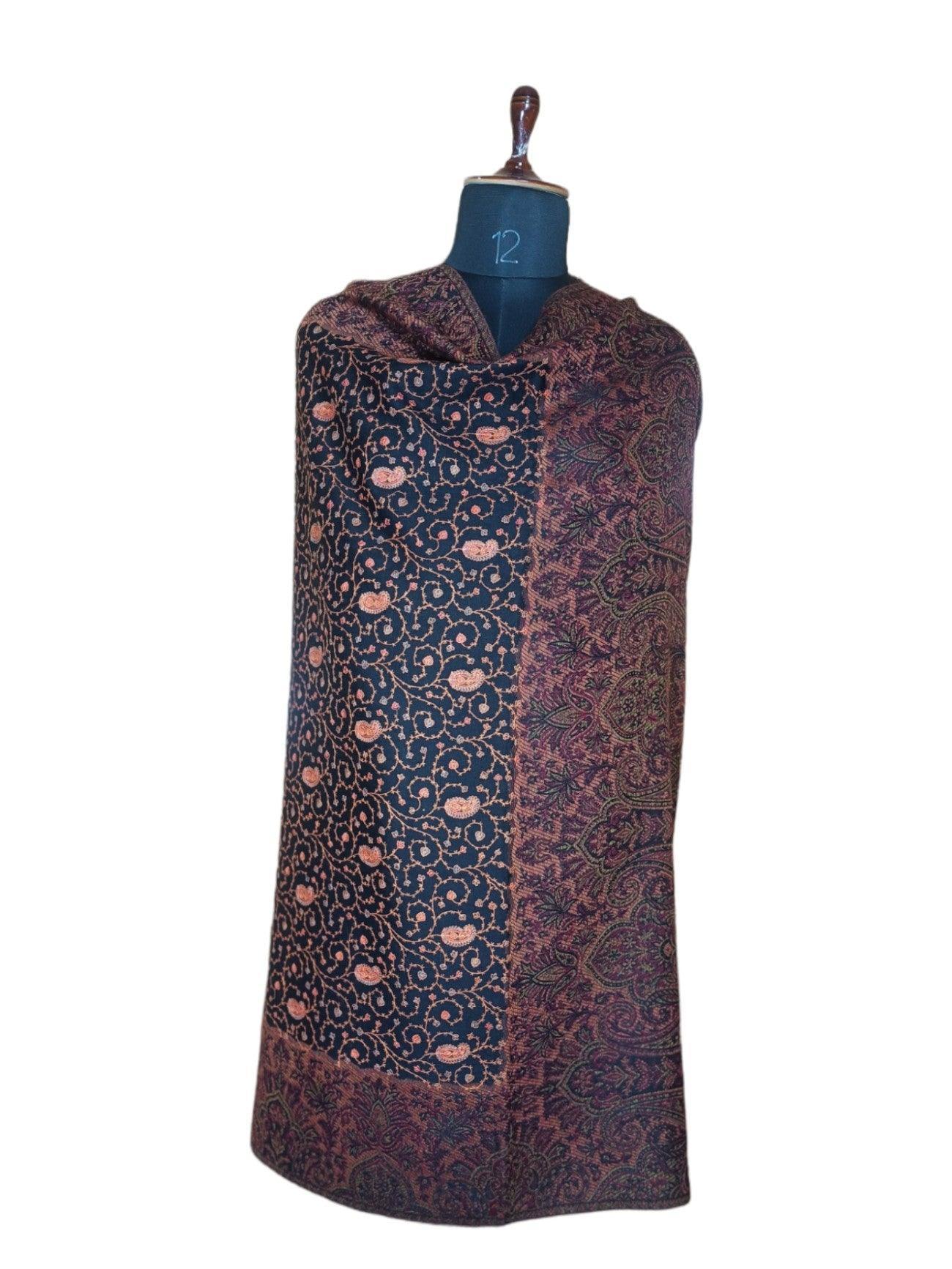 Needle Work Shawl | Woolen Shawl | Multicolor - ZANSKAR ARTS