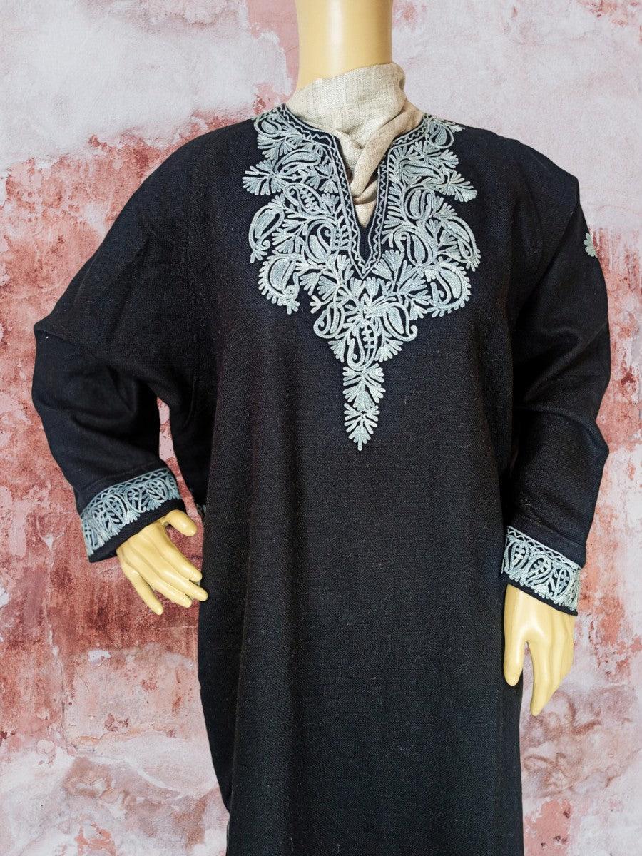 Women Yak Wool Faran | XXL Black | V Neck - ZANSKAR ARTS