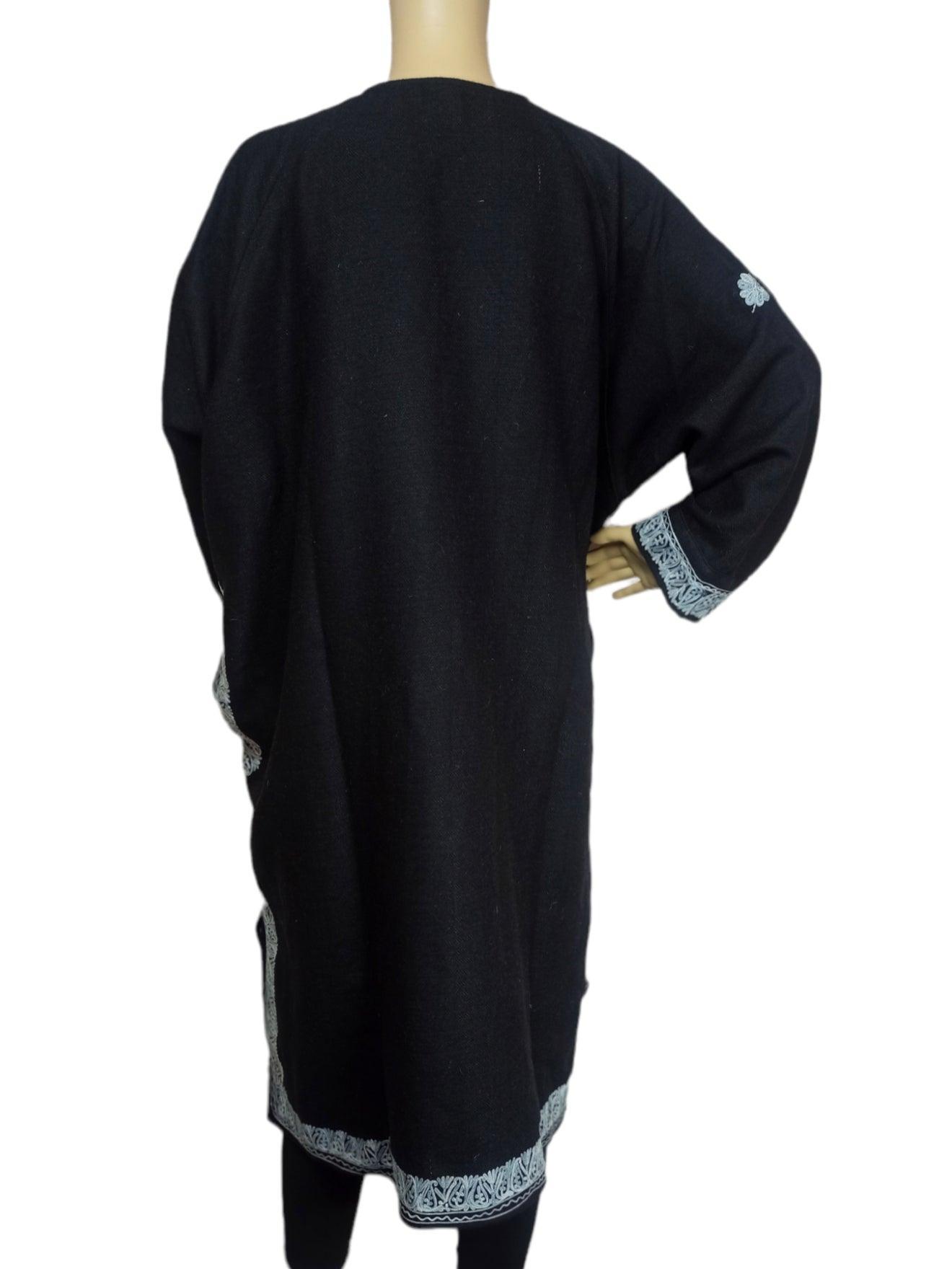 Women Yak Wool Faran | XXL Black | V Neck - ZANSKAR ARTS
