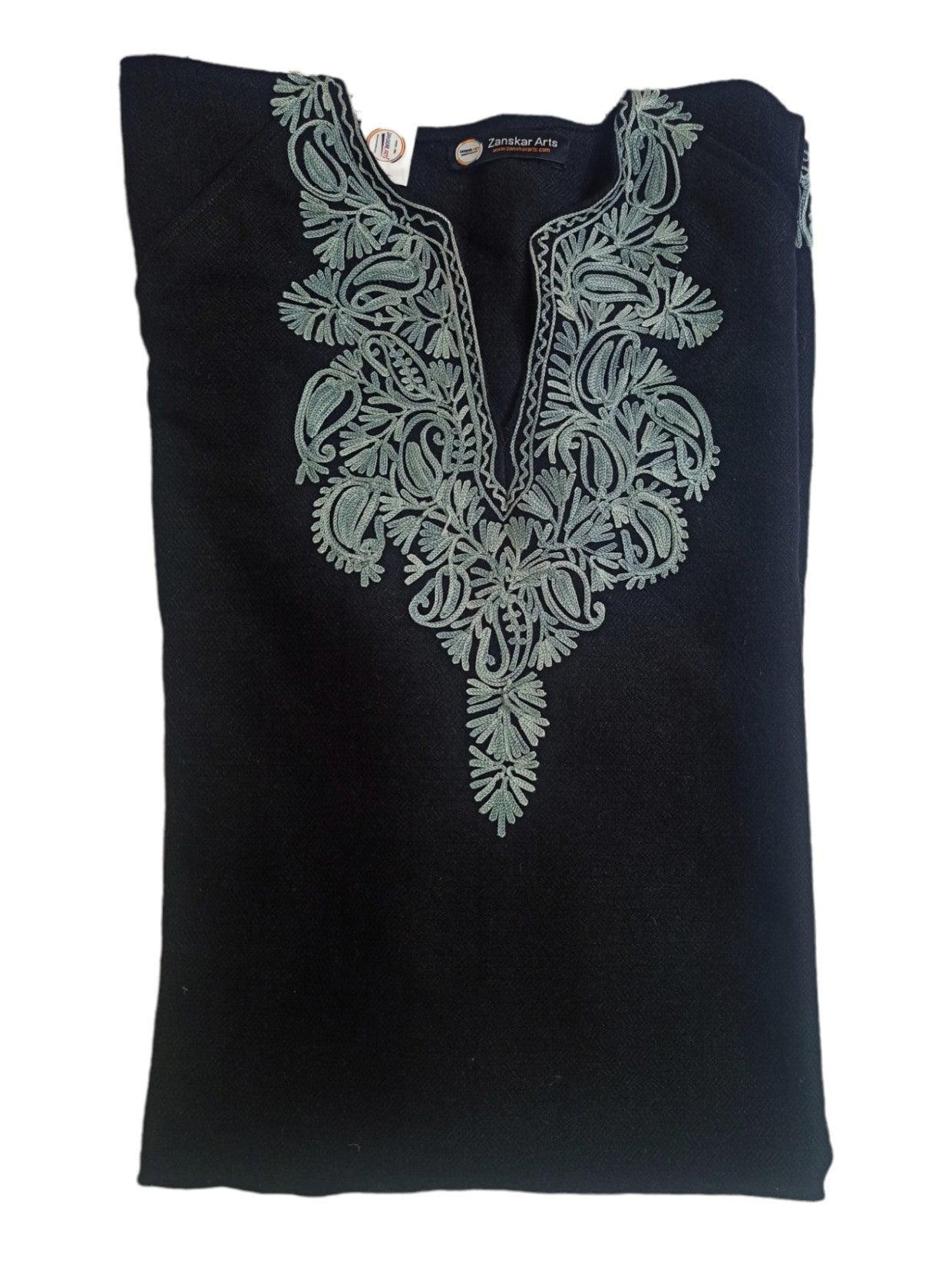Women Yak Wool Faran | XXL Black | V Neck - ZANSKAR ARTS