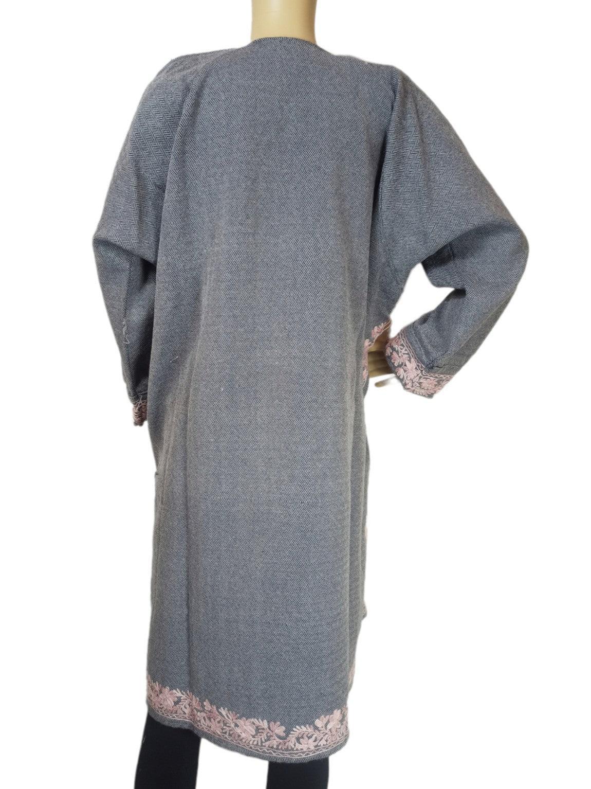 Women Yak Wool Faran | XXL Light Grey | V Neck - ZANSKAR ARTS