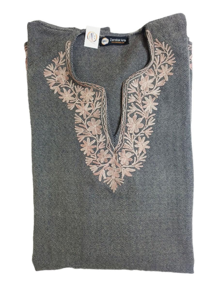 Women Yak Wool Faran | XXL Light Grey | V Neck - ZANSKAR ARTS