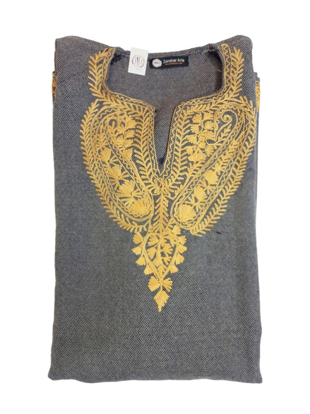 Women Yak Wool Faran | XXL Light Grey | V Neck - ZANSKAR ARTS