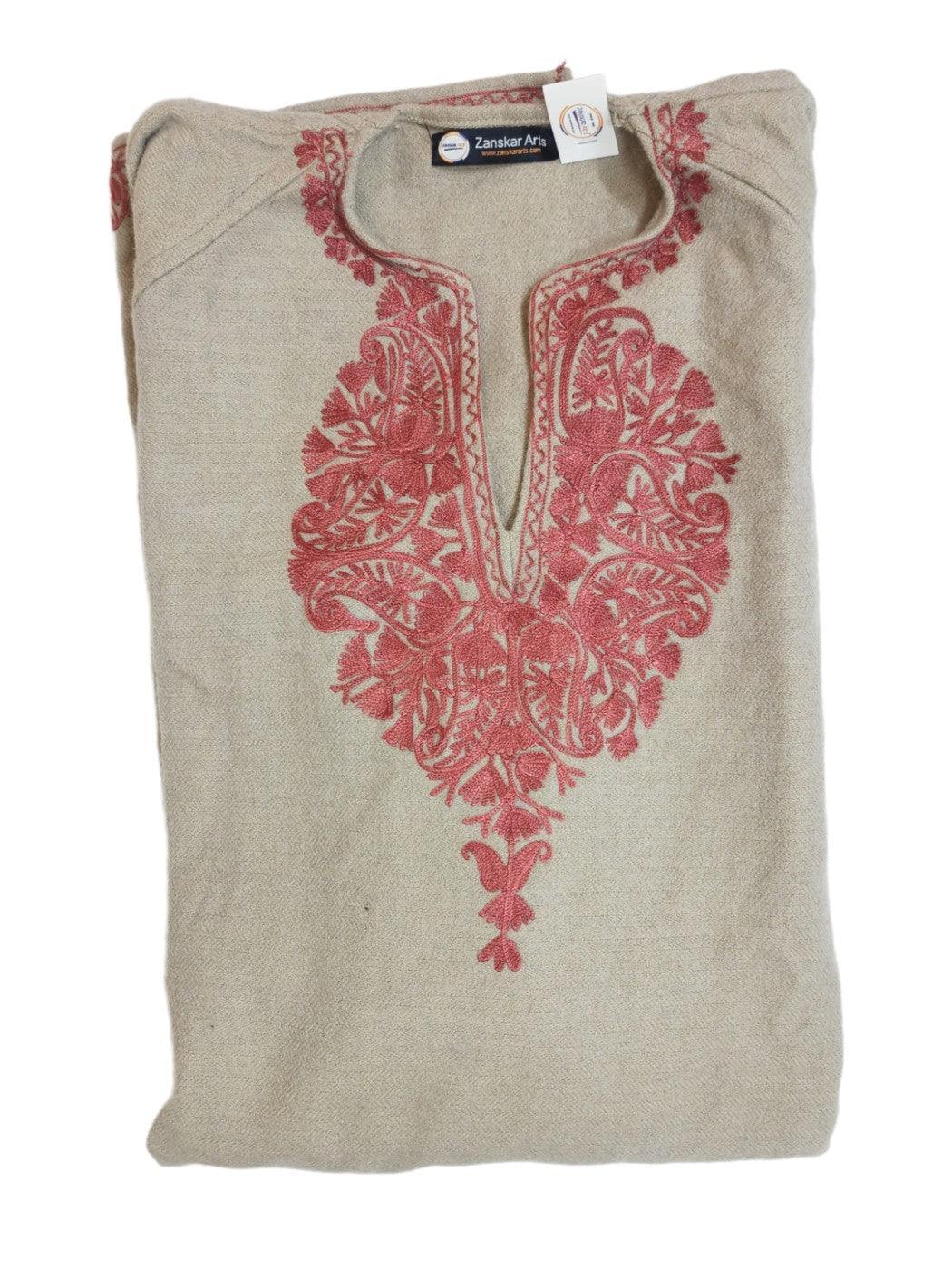 Women Yak Wool Faran | XXL Cream | V Neck - ZANSKAR ARTS