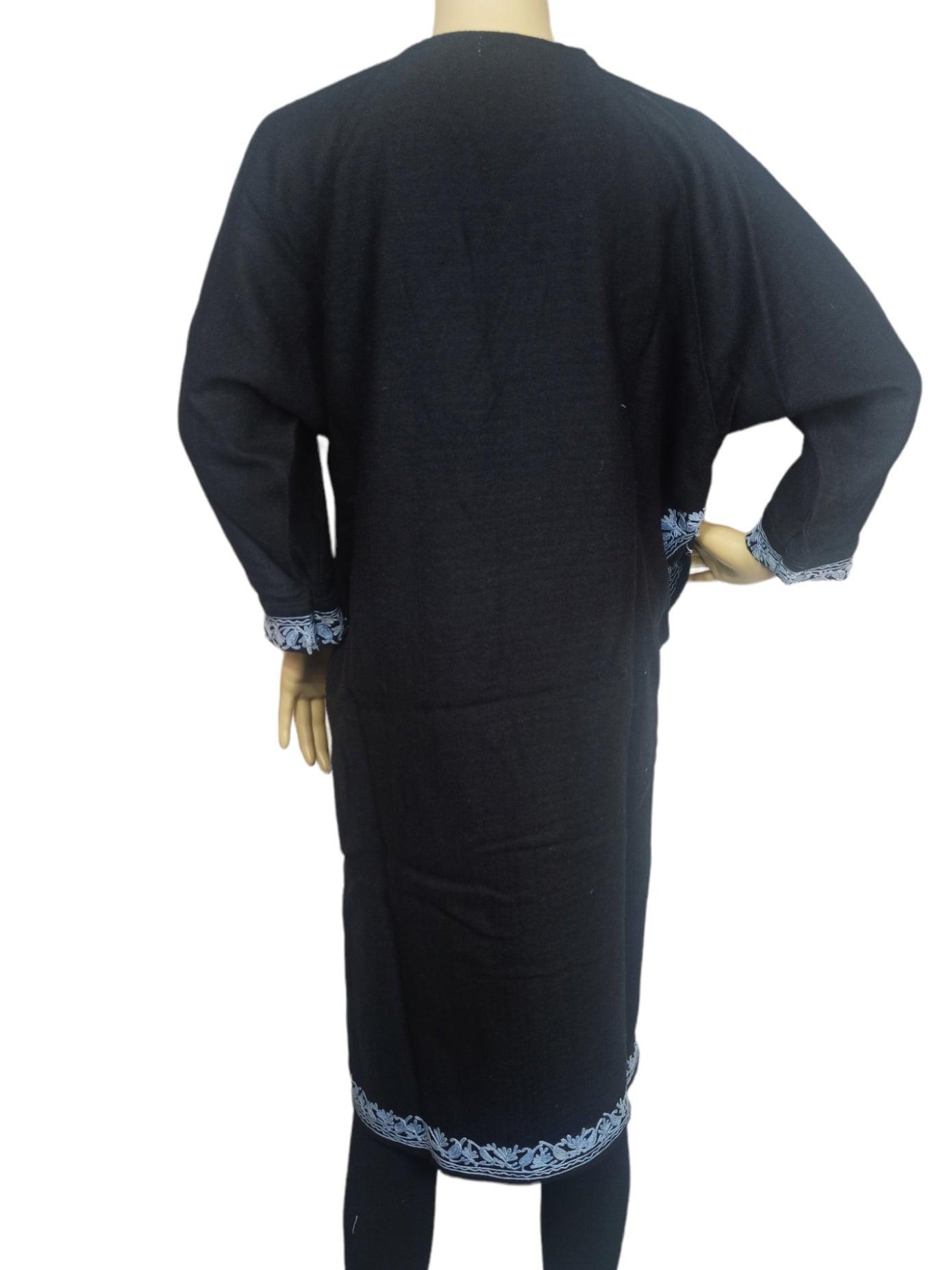 Women Yak Wool Faran | XL Black | V Neck - ZANSKAR ARTS