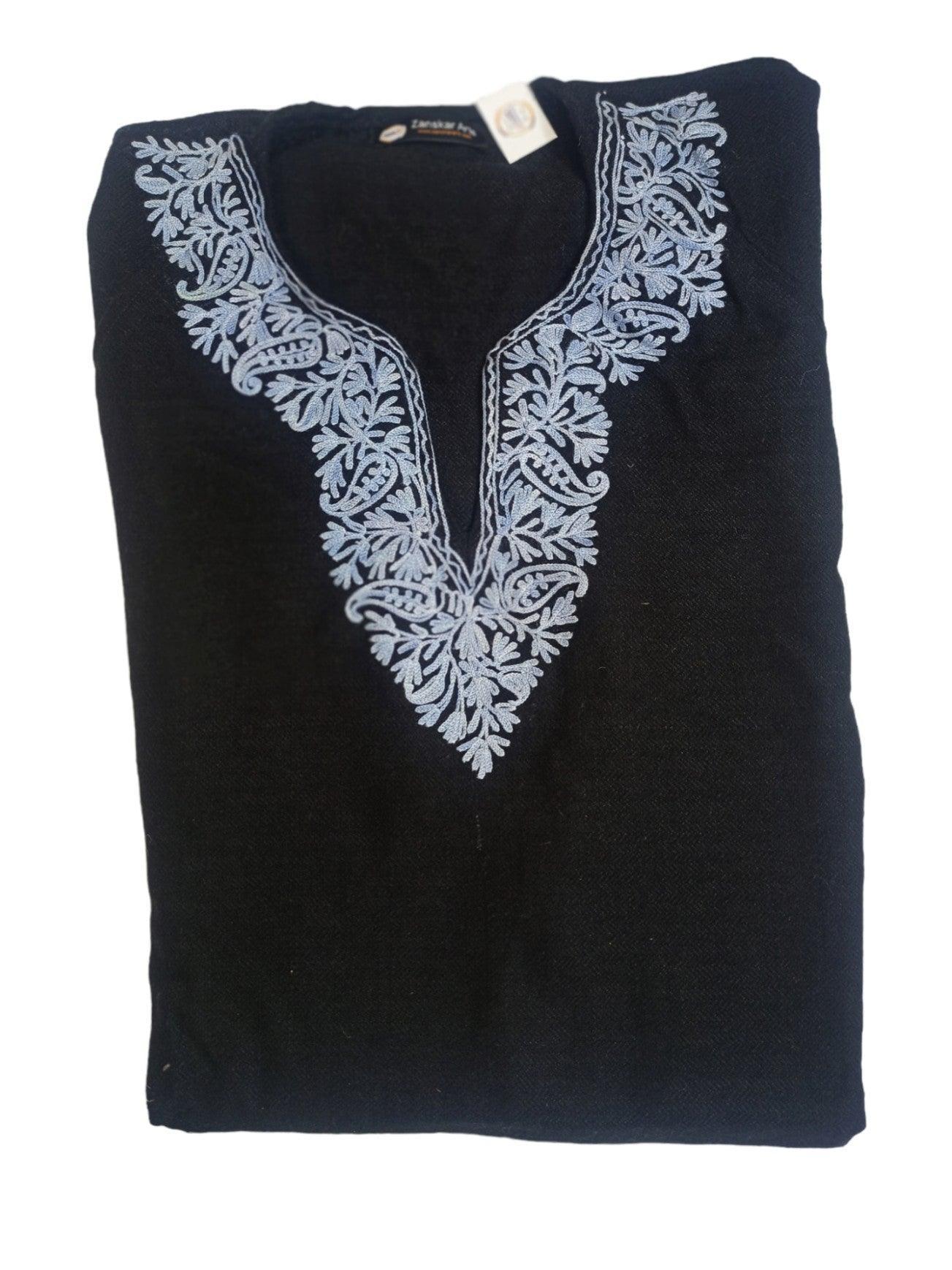 Women Yak Wool Faran | XL Black | V Neck - ZANSKAR ARTS