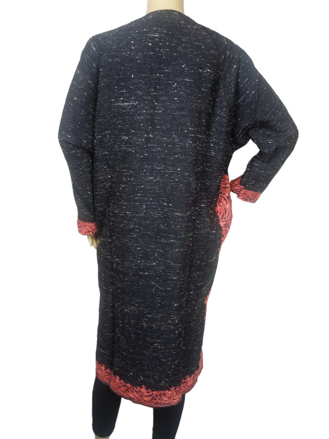 Women Yak Wool Faran | XL Natural Black | V Neck - ZANSKAR ARTS