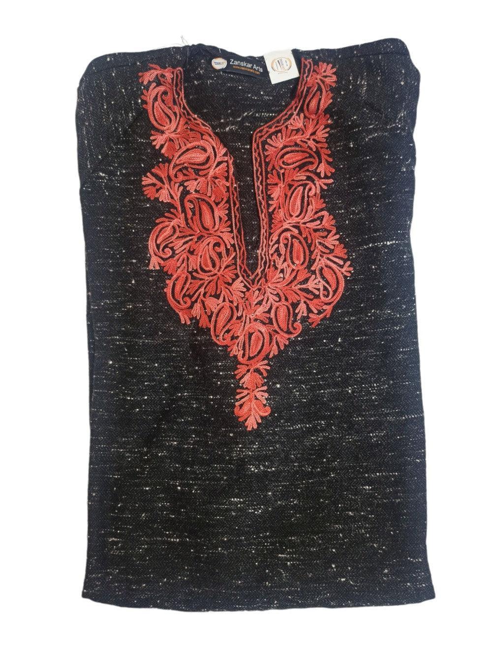 Women Yak Wool Faran | XL Natural Black | V Neck - ZANSKAR ARTS