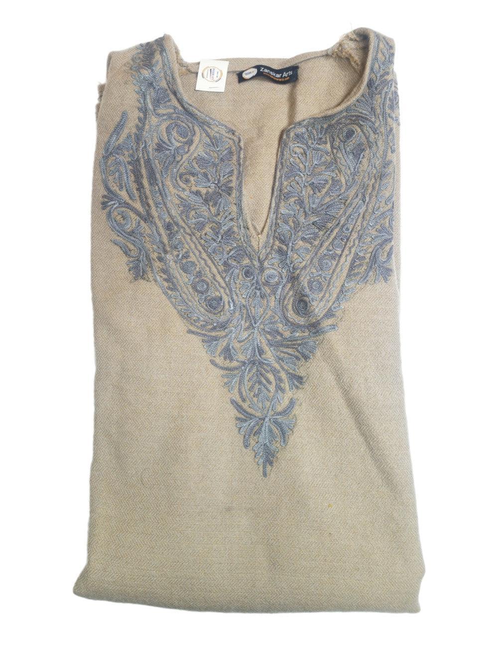 Women Yak Wool Faran | XXL Cream | V Neck - ZANSKAR ARTS