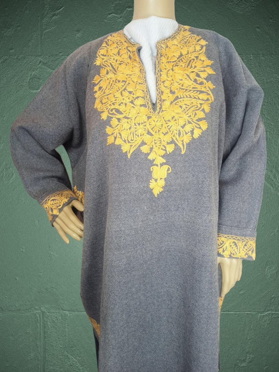 Women Yak Wool Faran | XXL Light Grey | V Neck - ZANSKAR ARTS