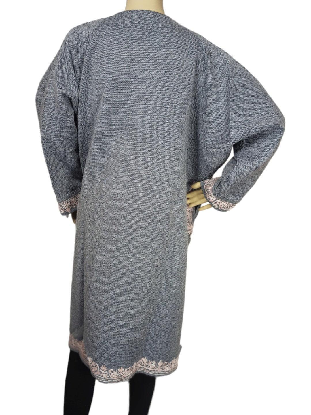 Women Yak Wool Faran | XXL Light Grey | V Neck - ZANSKAR ARTS