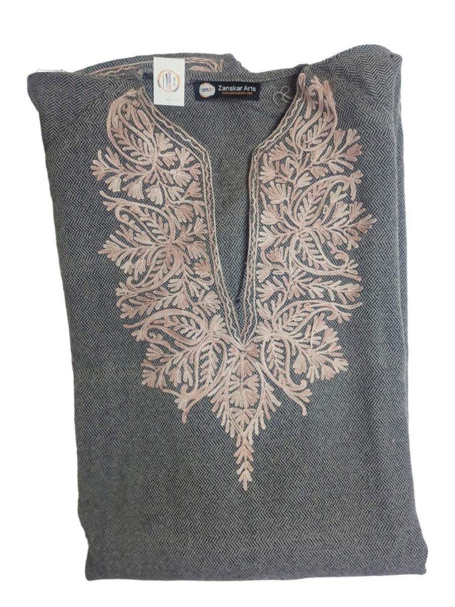 Women Yak Wool Faran | XXL Light Grey | V Neck - ZANSKAR ARTS