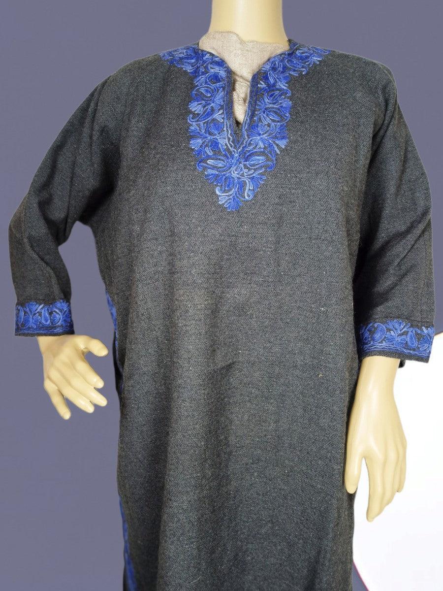 Kids Yak Wool Faran (Pheran) | L Grey | V Neck - ZANSKAR ARTS