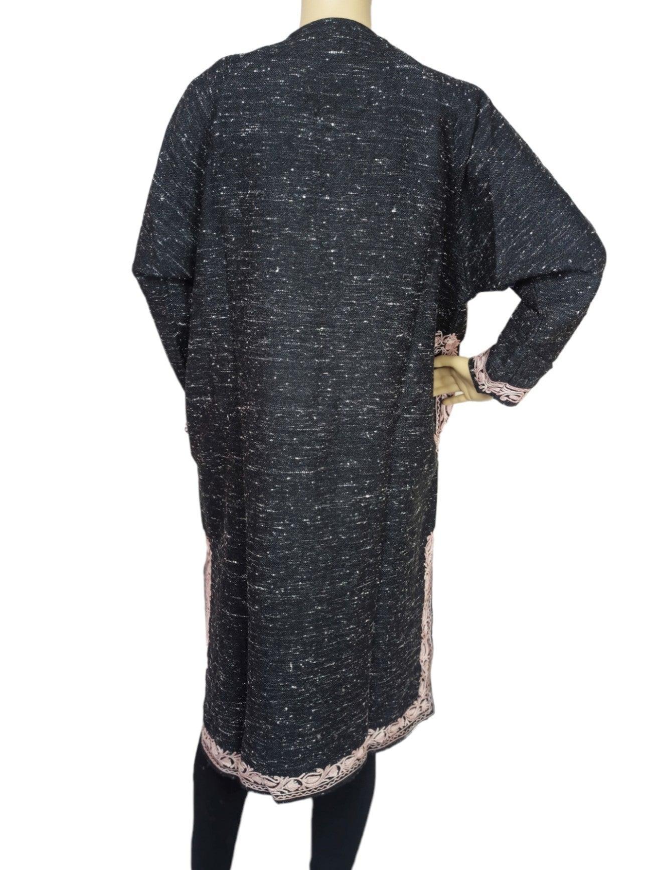 Women Yak Wool Faran | XL Natural Black | V Neck - ZANSKAR ARTS