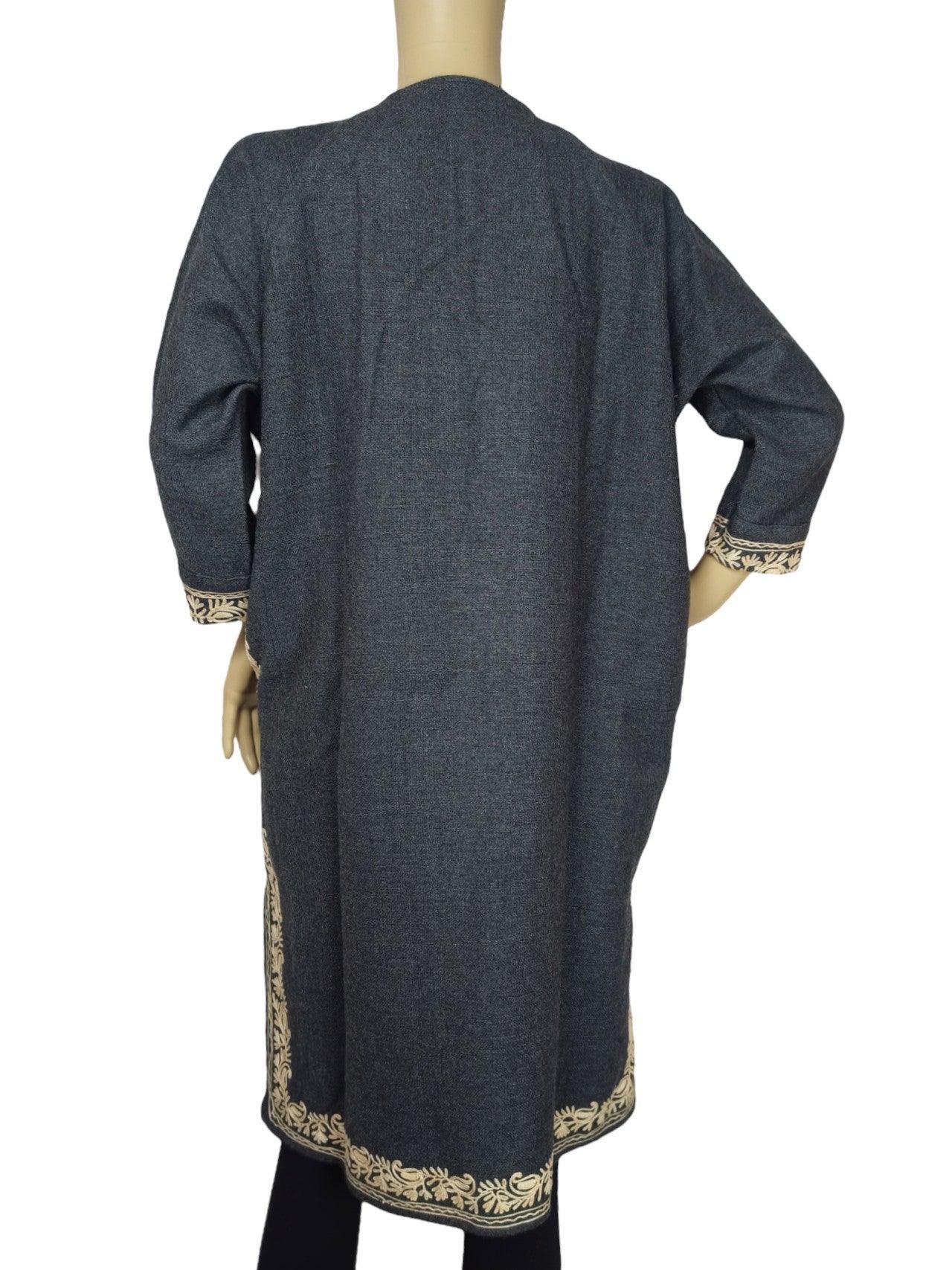 Kids Yak Wool Faran (Pheran) | S Grey | V Neck - ZANSKAR ARTS