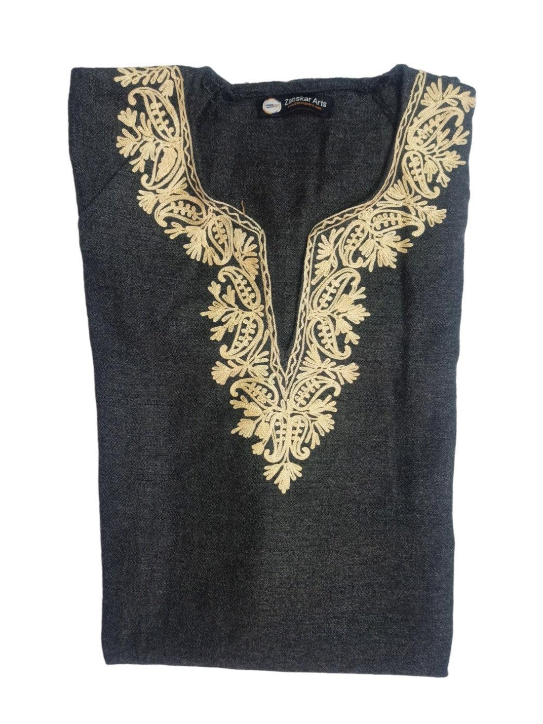 Kids Yak Wool Faran (Pheran) | S Grey | V Neck - ZANSKAR ARTS