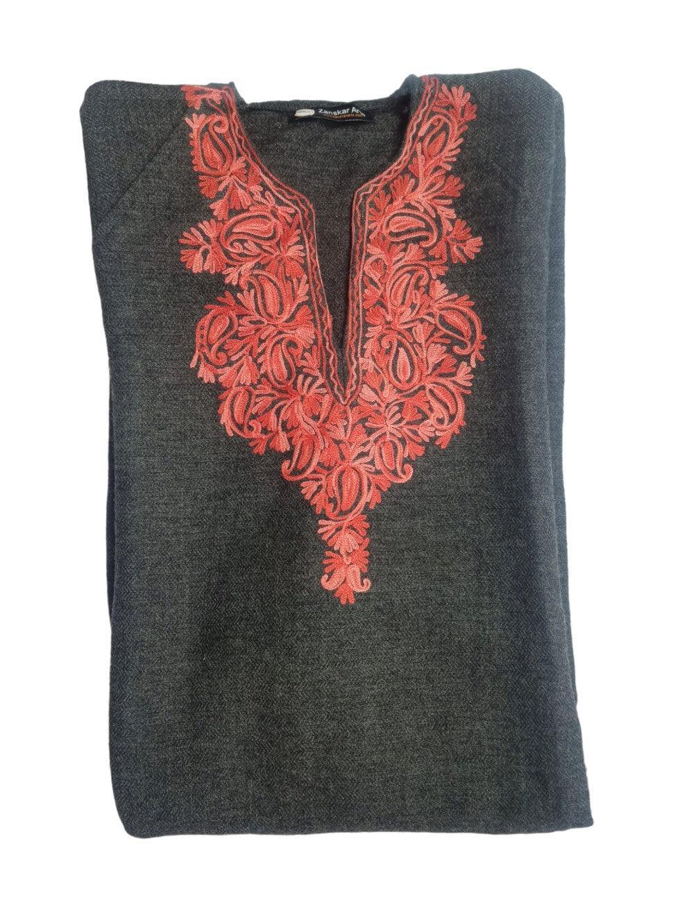 Women Yak Wool Faran | XL Dark Grey | V Neck - ZANSKAR ARTS